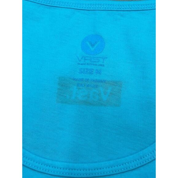 NWT VastLife Mens Yogi Fro Graphic Logo Tee Tank Top Scoop Neck Aqua Blue Size M - Picture 6 of 11